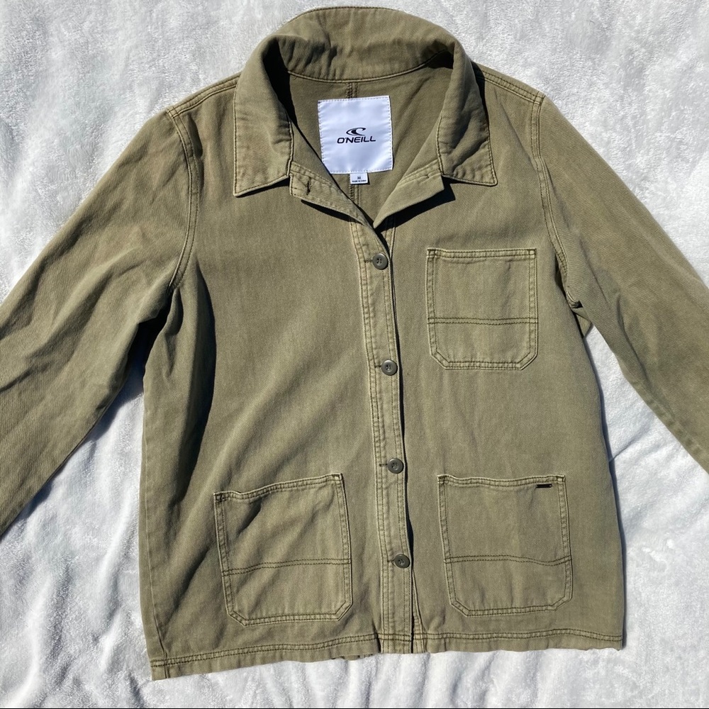 olive green button up jacket